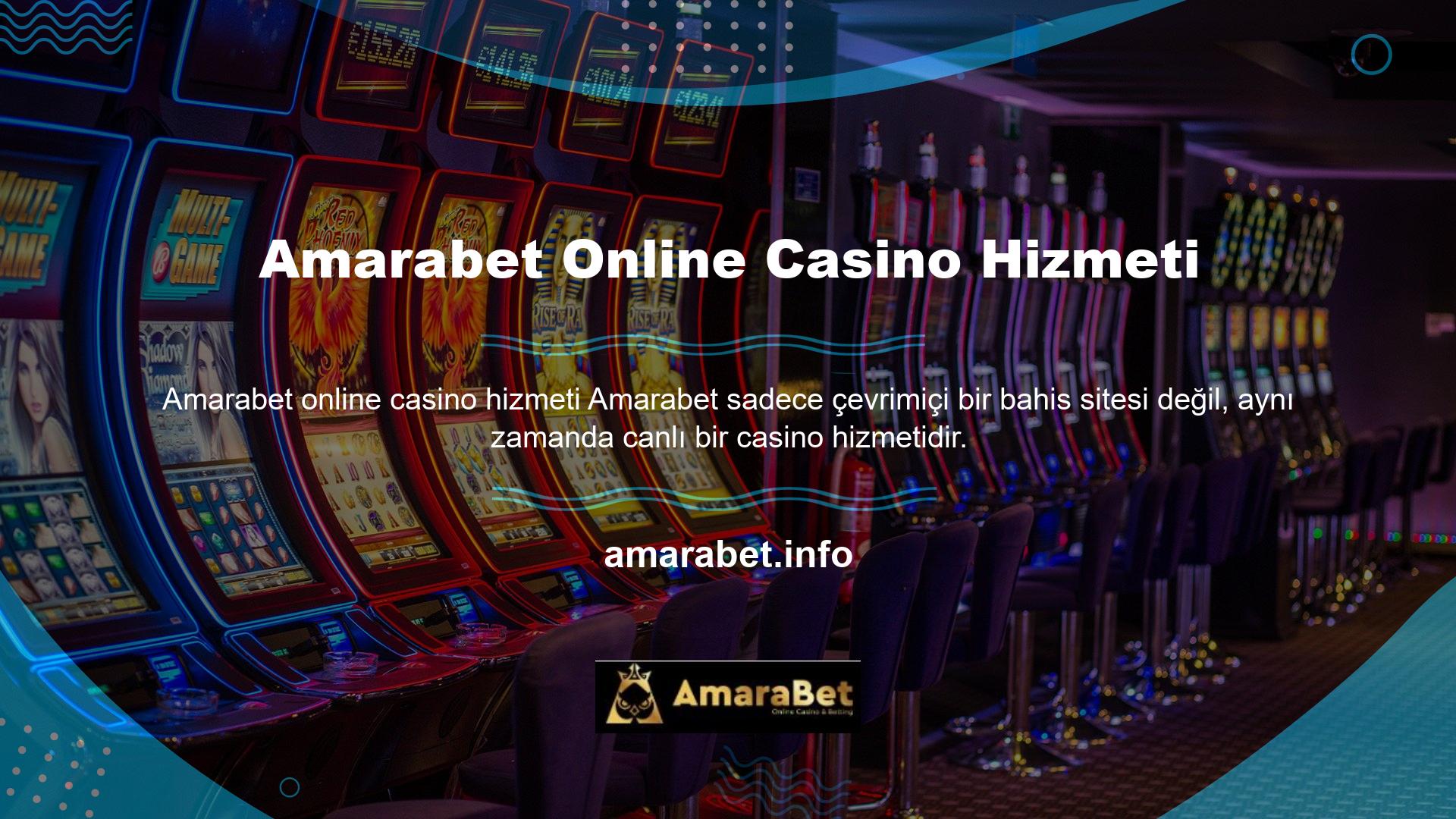 Amarabet hem online bahis hem de canlı casino hizmetlerini sunarak bahis tutkunları ve casino tutkunları için büyük bir kolaylık sunuyor
